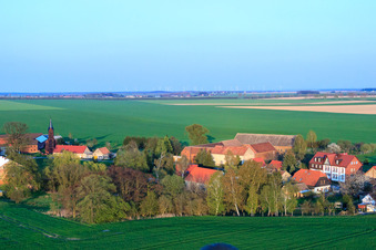 Höfgen district in the district Welsickendorf in Niederer Fläming in the state Brandenburg, Germany from above
