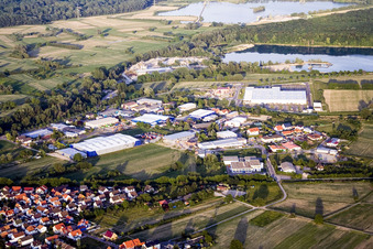 Industrial area from the west in Hagenbach in the state Rhineland-Palatinate, Germany
