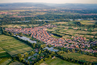 Village view from the north in Neuburg am Rhein in the state Rhineland-Palatinate, Germany
