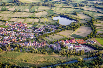 Aerial view of In Derrück in Neuburg am Rhein in the state Rhineland-Palatinate, Germany