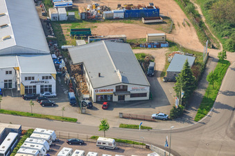 Aerial view of Dreyer Rolladen in the Horst industrial estate in the district Minderslachen in Kandel in the state Rhineland-Palatinate, Germany