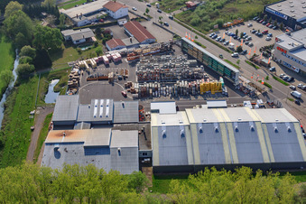 Aerial view of Union Building Center Hornbach Kandel in the district Minderslachen in Kandel in the state Rhineland-Palatinate, Germany
