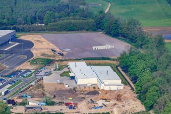 Horst Industrial Estate, Alfa Aesar in the district Minderslachen in Kandel in the state Rhineland-Palatinate, Germany from the plane