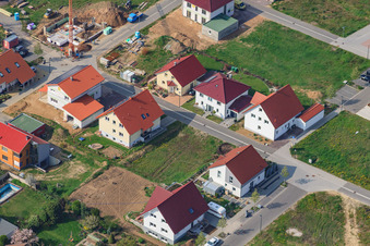 New buildings on Höhenweg in Kandel in the state Rhineland-Palatinate, Germany from the plane