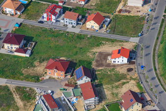 New buildings on Höhenweg in Kandel in the state Rhineland-Palatinate, Germany viewn from the air