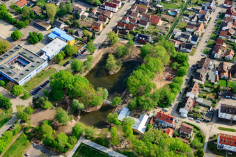 Aerial view of Redesign of the Schwanenweier "European Cultural Park in Kandel in the state Rhineland-Palatinate, Germany