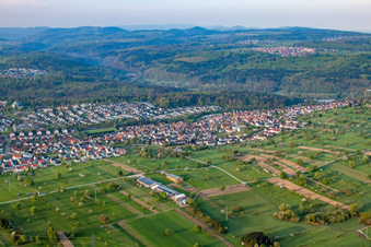 From the north in the district Busenbach in Waldbronn in the state Baden-Wuerttemberg, Germany