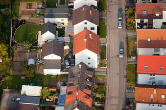 Home gardens in Rosenstr in the district Reichenbach in Waldbronn in the state Baden-Wuerttemberg, Germany