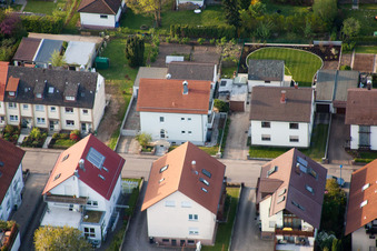 Tulpenstr in the district Reichenbach in Waldbronn in the state Baden-Wuerttemberg, Germany from above