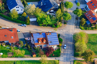 Aerial view of Traminerstr in the district Stupferich in Karlsruhe in the state Baden-Wuerttemberg, Germany
