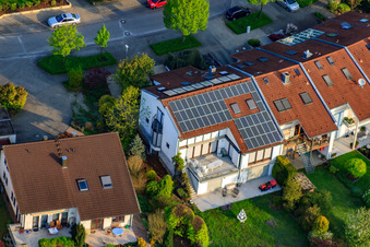 Aerial view of Trollingerstr in the district Stupferich in Karlsruhe in the state Baden-Wuerttemberg, Germany