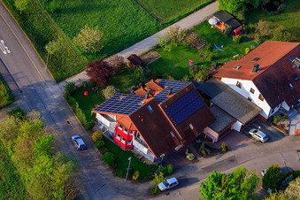 Traminerstr in the district Stupferich in Karlsruhe in the state Baden-Wuerttemberg, Germany from above
