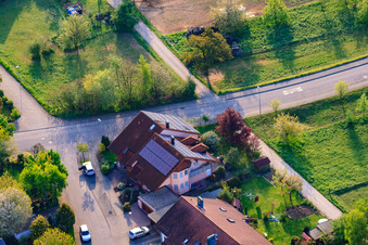 Traminerstr in the district Stupferich in Karlsruhe in the state Baden-Wuerttemberg, Germany seen from above
