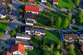 Aerial view of Rieslingstr in the district Stupferich in Karlsruhe in the state Baden-Wuerttemberg, Germany