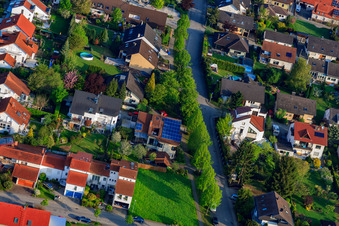 Aerial view of Ruländerstr in the district Stupferich in Karlsruhe in the state Baden-Wuerttemberg, Germany