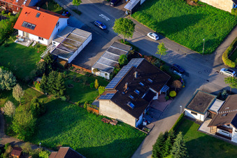 Oblique view of Rieslingstr in the district Stupferich in Karlsruhe in the state Baden-Wuerttemberg, Germany