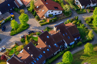 Trollingerstr in the district Stupferich in Karlsruhe in the state Baden-Wuerttemberg, Germany seen from above