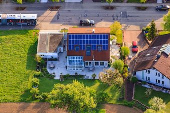 Rieslingstr in the district Stupferich in Karlsruhe in the state Baden-Wuerttemberg, Germany seen from above