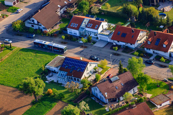 Drone recording of Rieslingstr in the district Stupferich in Karlsruhe in the state Baden-Wuerttemberg, Germany