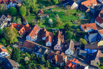 Aerial photograpy of Palmbacher Street in the district Stupferich in Karlsruhe in the state Baden-Wuerttemberg, Germany