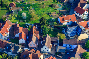 Oblique view of Palmbacher Street in the district Stupferich in Karlsruhe in the state Baden-Wuerttemberg, Germany