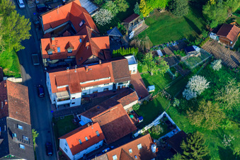 Palmbacher Street in the district Stupferich in Karlsruhe in the state Baden-Wuerttemberg, Germany seen from above