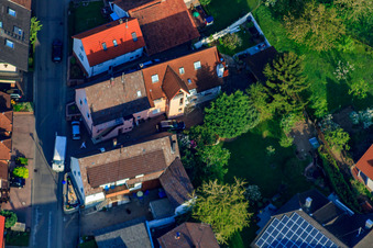 Bird's eye view of Palmbacher Street in the district Stupferich in Karlsruhe in the state Baden-Wuerttemberg, Germany