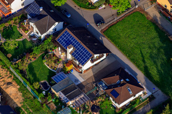 Aerial view of Stutenpferchstr in the district Stupferich in Karlsruhe in the state Baden-Wuerttemberg, Germany
