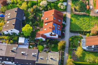 Palmbacher Street in the district Stupferich in Karlsruhe in the state Baden-Wuerttemberg, Germany seen from a drone