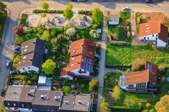 Aerial view of Palmbacher Street in the district Stupferich in Karlsruhe in the state Baden-Wuerttemberg, Germany