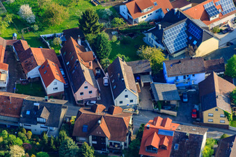 Oblique view of Palmbacher Street in the district Stupferich in Karlsruhe in the state Baden-Wuerttemberg, Germany