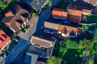 Palmbacher Street in the district Stupferich in Karlsruhe in the state Baden-Wuerttemberg, Germany seen from above