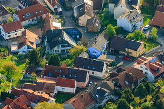 Aerial photograpy of Ortsstr in the district Stupferich in Karlsruhe in the state Baden-Wuerttemberg, Germany