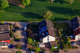 Aerial view of Am Schleifweg in the district Stupferich in Karlsruhe in the state Baden-Wuerttemberg, Germany