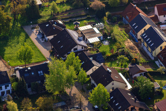 Stutenpferchstr in the district Stupferich in Karlsruhe in the state Baden-Wuerttemberg, Germany seen from above