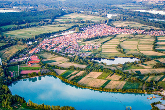 Village view from the west at Epplesee in Neuburg am Rhein in the state Rhineland-Palatinate, Germany