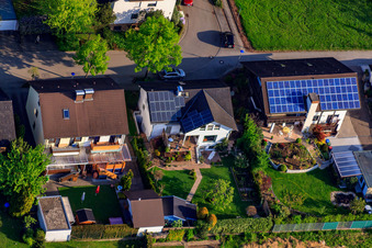 Stutenpferchstr in the district Stupferich in Karlsruhe in the state Baden-Wuerttemberg, Germany from the drone perspective