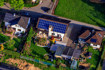 Stutenpferchstr in the district Stupferich in Karlsruhe in the state Baden-Wuerttemberg, Germany seen from a drone
