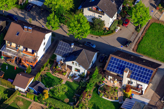 Aerial view of Stutenpferchstr in the district Stupferich in Karlsruhe in the state Baden-Wuerttemberg, Germany