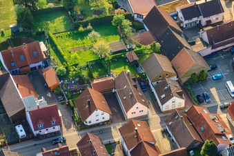 Oblique view of Thomashofstr in the district Stupferich in Karlsruhe in the state Baden-Wuerttemberg, Germany