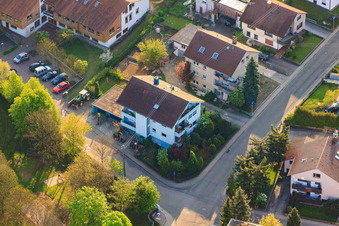 Aerial view of Gänsbergstr in the district Stupferich in Karlsruhe in the state Baden-Wuerttemberg, Germany