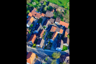 Kleinsteinbacher Straße in the district Stupferich in Karlsruhe in the state Baden-Wuerttemberg, Germany from the plane