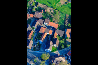 Bird's eye view of Kleinsteinbacher Straße in the district Stupferich in Karlsruhe in the state Baden-Wuerttemberg, Germany