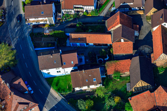 Kleinsteinbacher Straße in the district Stupferich in Karlsruhe in the state Baden-Wuerttemberg, Germany from the drone perspective