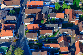 Kleinsteinbacher Straße in the district Stupferich in Karlsruhe in the state Baden-Wuerttemberg, Germany from a drone