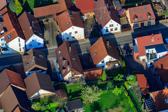 Drone recording of Thomashofstr in the district Stupferich in Karlsruhe in the state Baden-Wuerttemberg, Germany