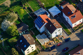 Oblique view of Upper Gass in the district Stupferich in Karlsruhe in the state Baden-Wuerttemberg, Germany