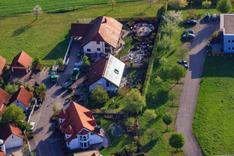 Aerial view of Gerbera Street in the district Stupferich in Karlsruhe in the state Baden-Wuerttemberg, Germany