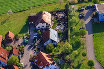 Aerial photograpy of Gerbera Street in the district Stupferich in Karlsruhe in the state Baden-Wuerttemberg, Germany