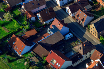 Thomashofstr in the district Stupferich in Karlsruhe in the state Baden-Wuerttemberg, Germany from the drone perspective